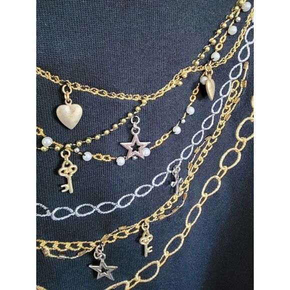 Quacker Factory 1X Embroidered/Beaded 3/4 Sleeve T-Shirt Top Black NWOT - Picture 3 of 7